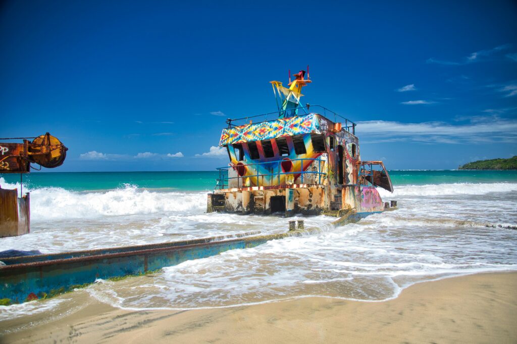 A boat on the beach in Costa Rica.