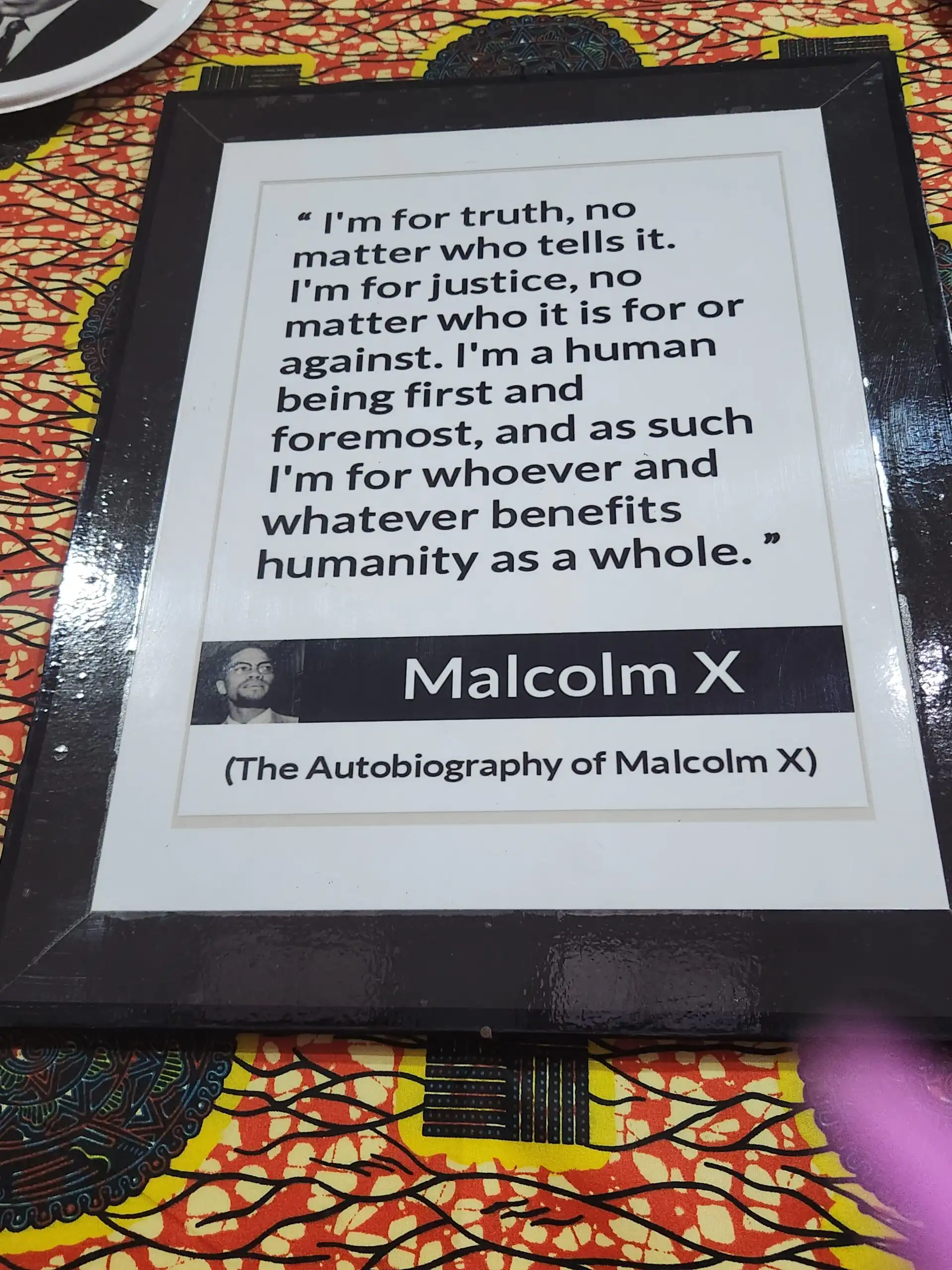 Malcolm X quote framed