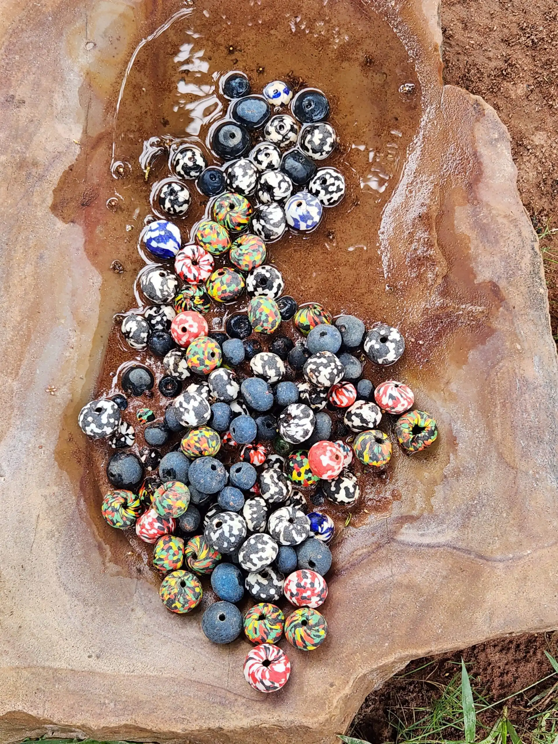 Colorful beads in water