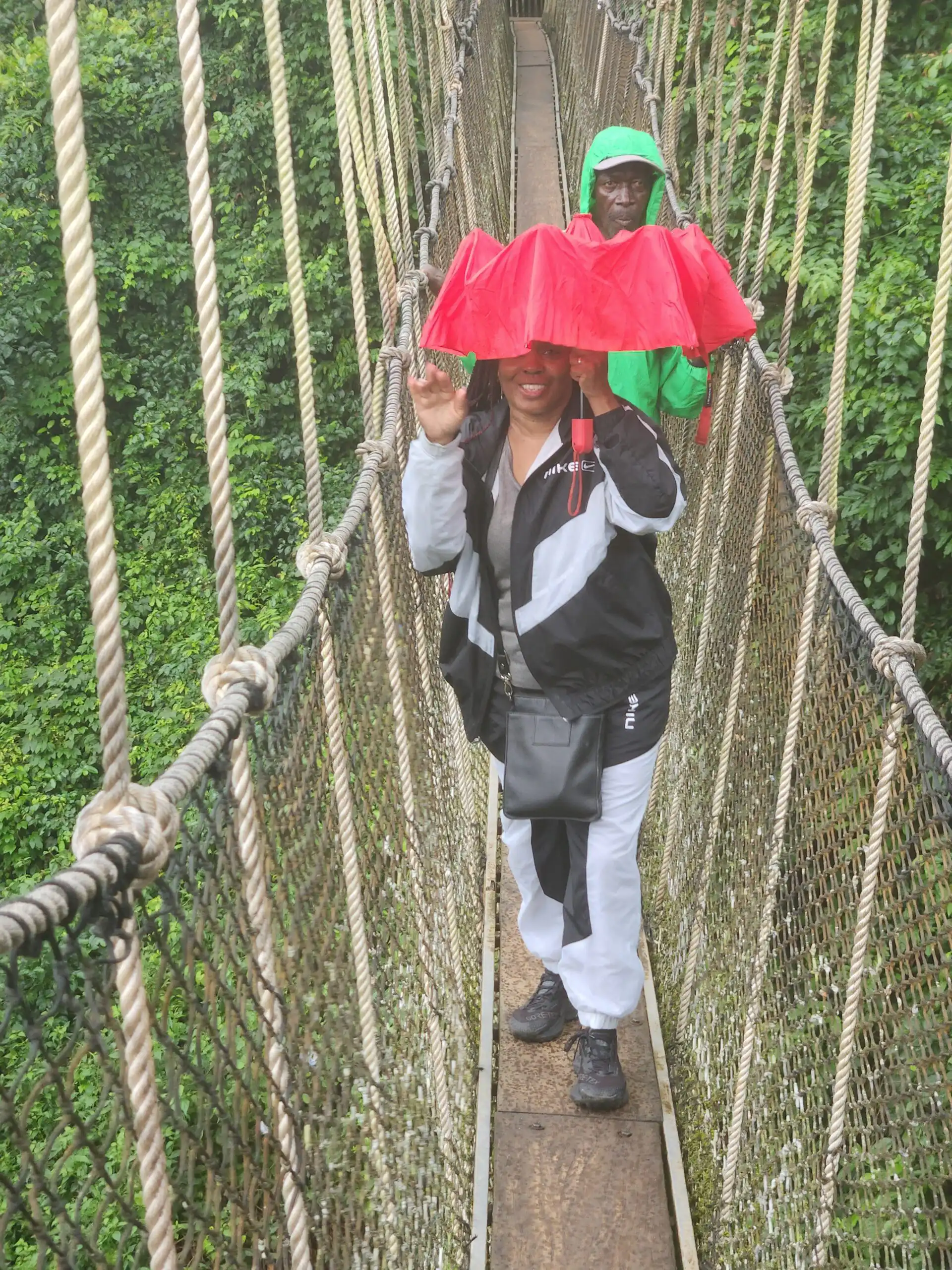 People on suspension bridge